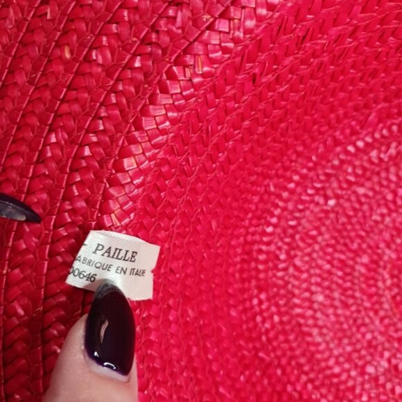 Vintage Red Straw Hat with Ribbon & Bow. - Picture 8 of 8